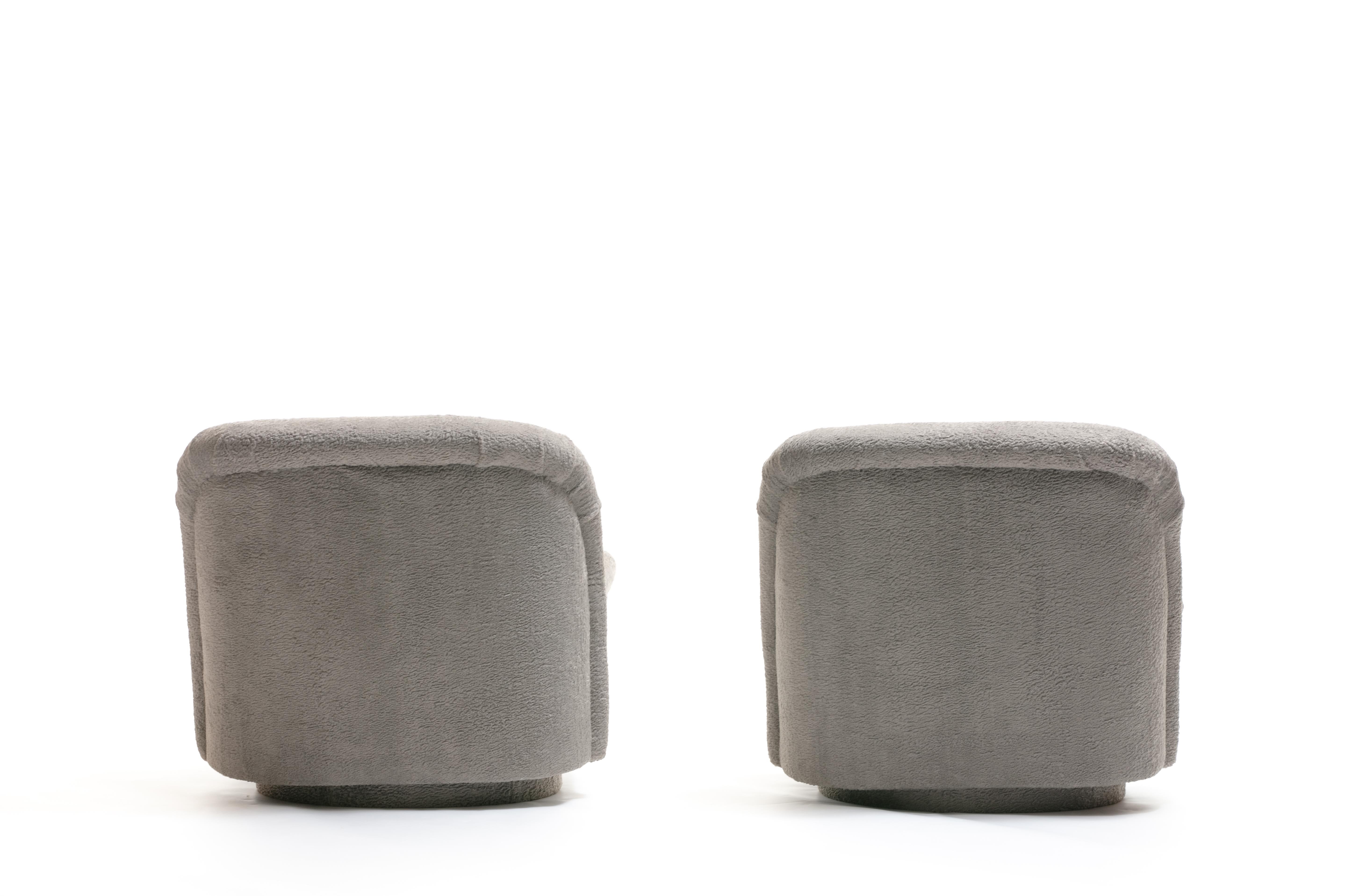 Late 20th Century Pair of Vladimir Kagan for Directional Swivel Lounge Chairs in Faux Persian Lamb