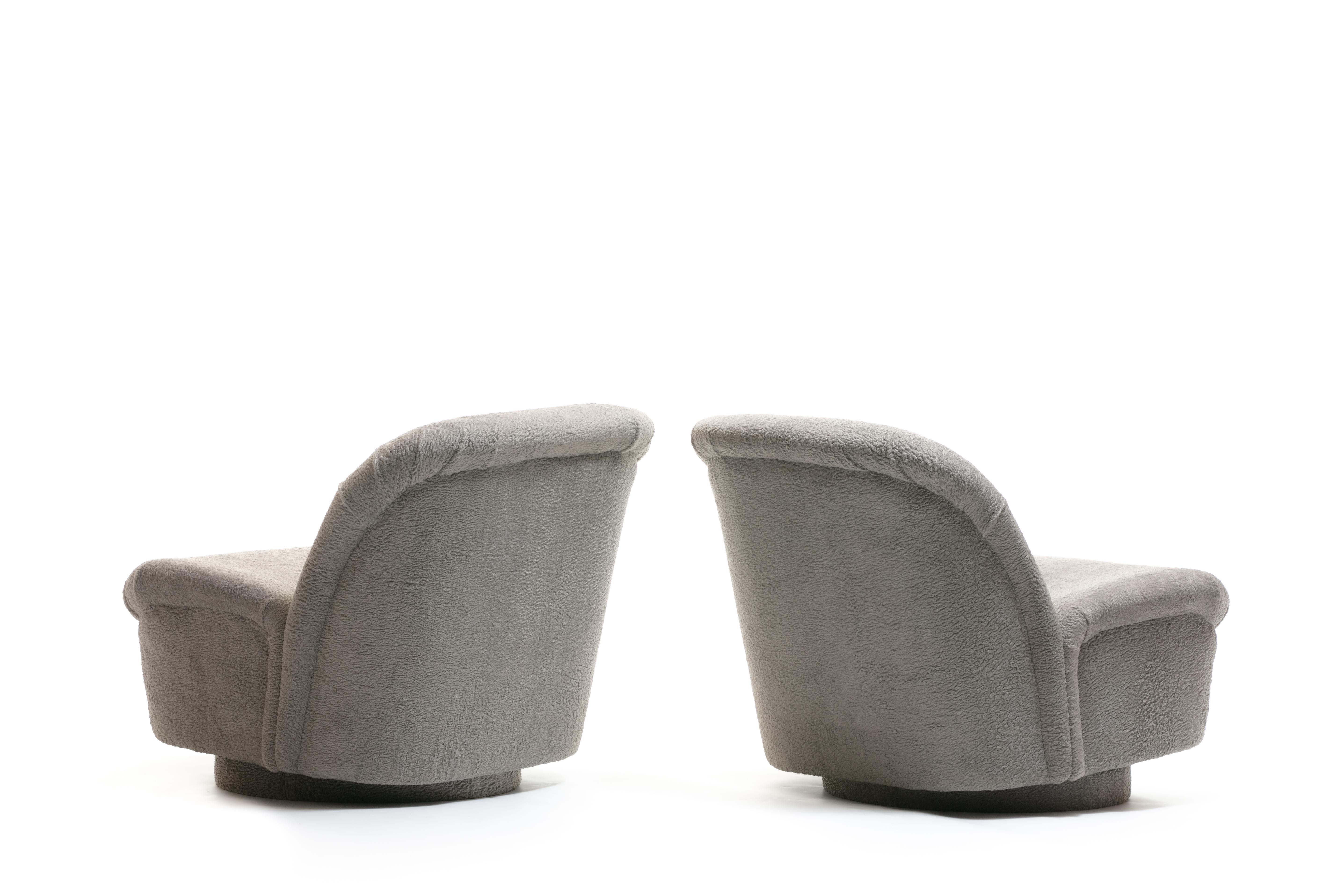Faux Fur Pair of Vladimir Kagan for Directional Swivel Lounge Chairs in Faux Persian Lamb