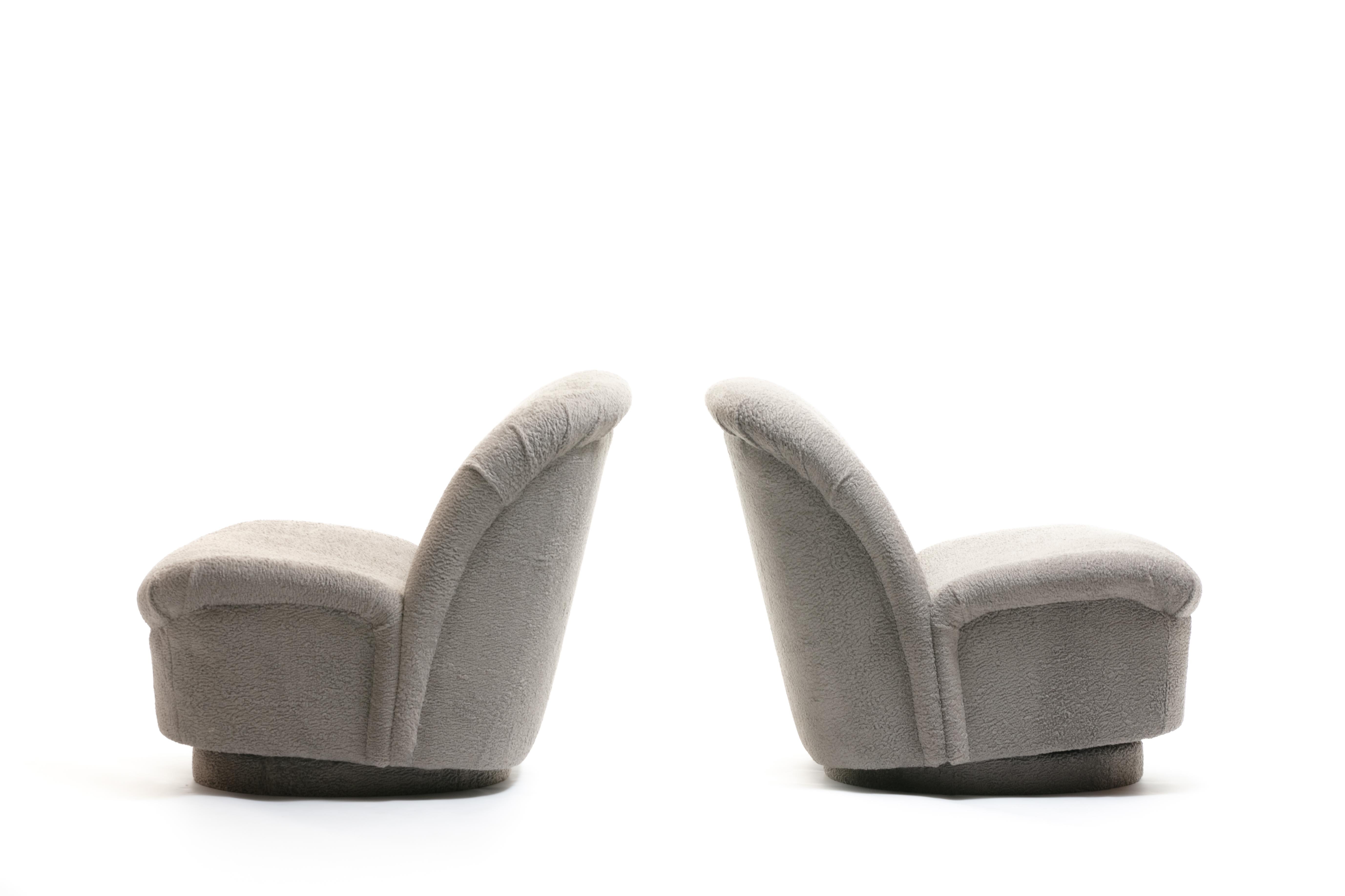 Pair of Vladimir Kagan for Directional Swivel Lounge Chairs in Faux Persian Lamb 1