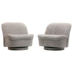 Pair of Vladimir Kagan for Directional Swivel Lounge Chairs in Faux Persian Lamb