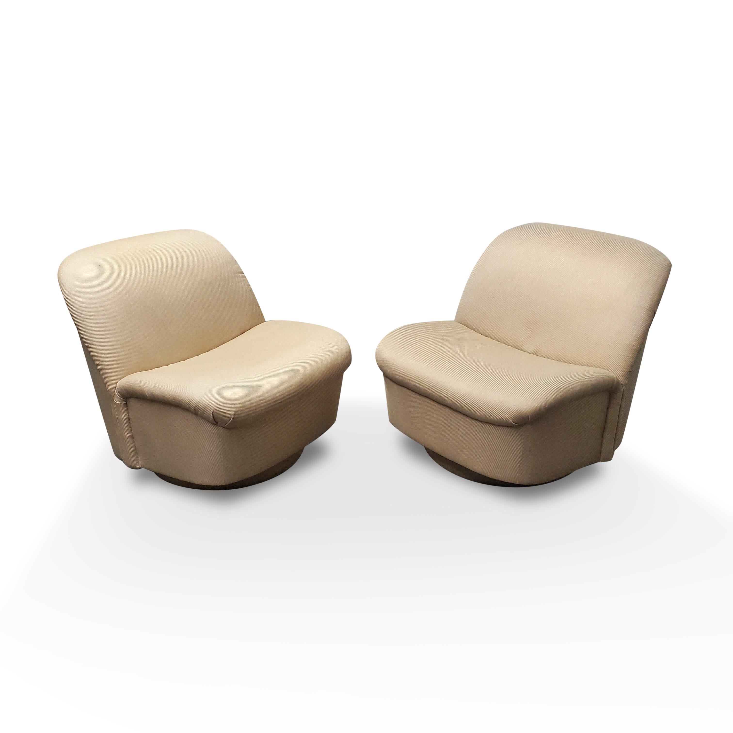 20th Century Pair of Signed Directional Swivel / Tilt Lounge Chairs