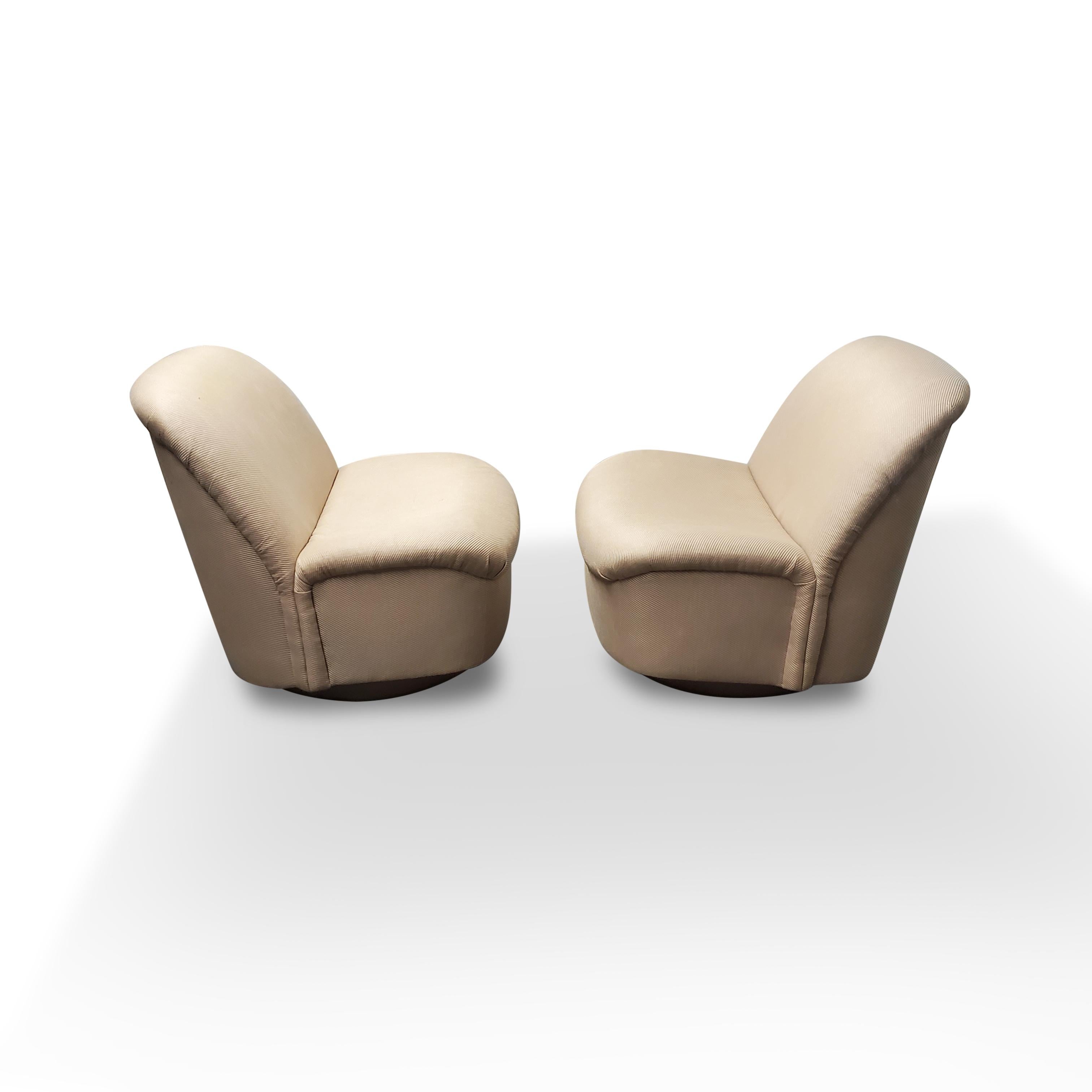 Pair of Signed Directional Swivel / Tilt Lounge Chairs 2