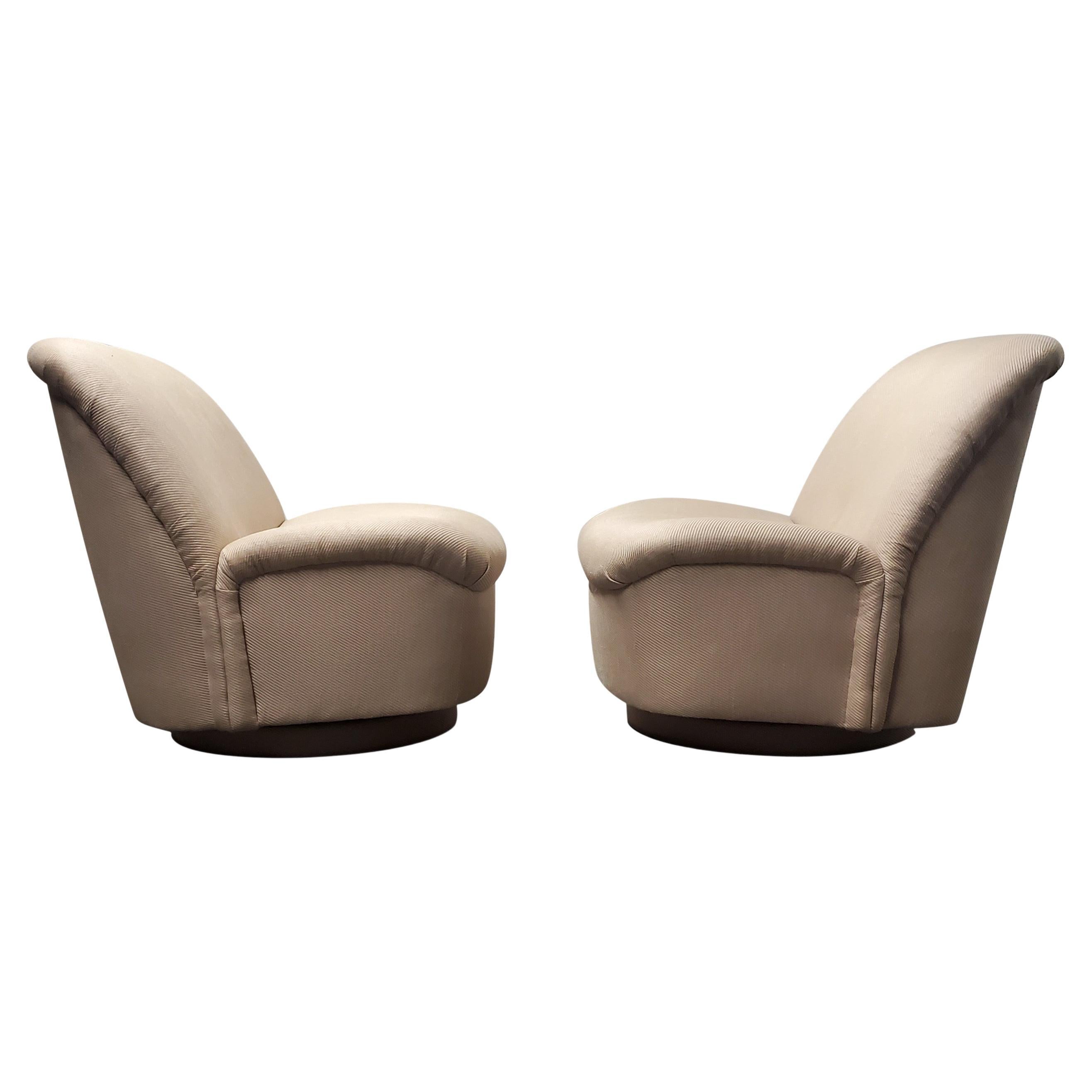 Pair of Signed Directional Swivel / Tilt Lounge Chairs