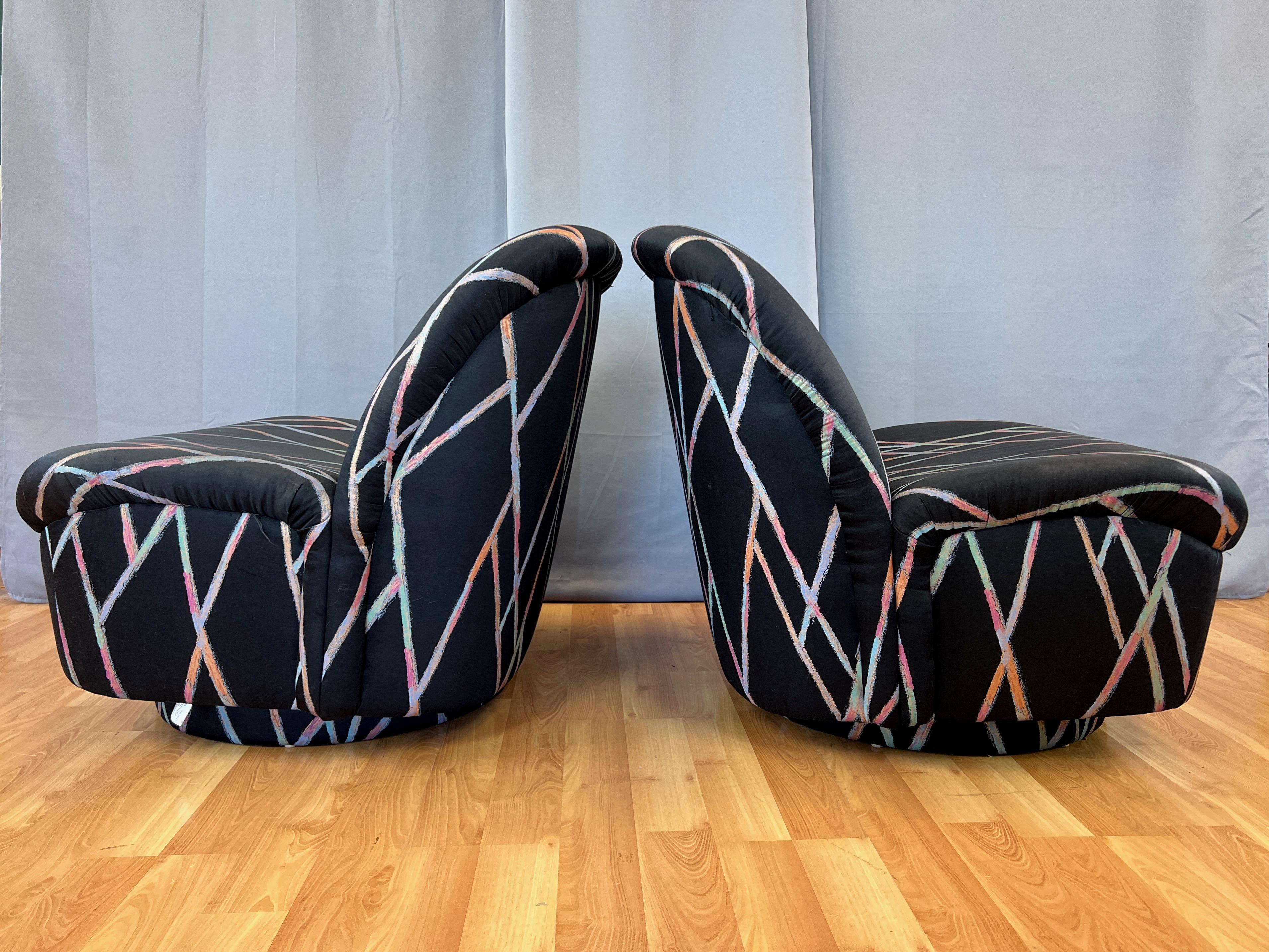 American Pair of Directional “Swivel Lip” Tilt-Able Slipper Lounge Chairs, 1980