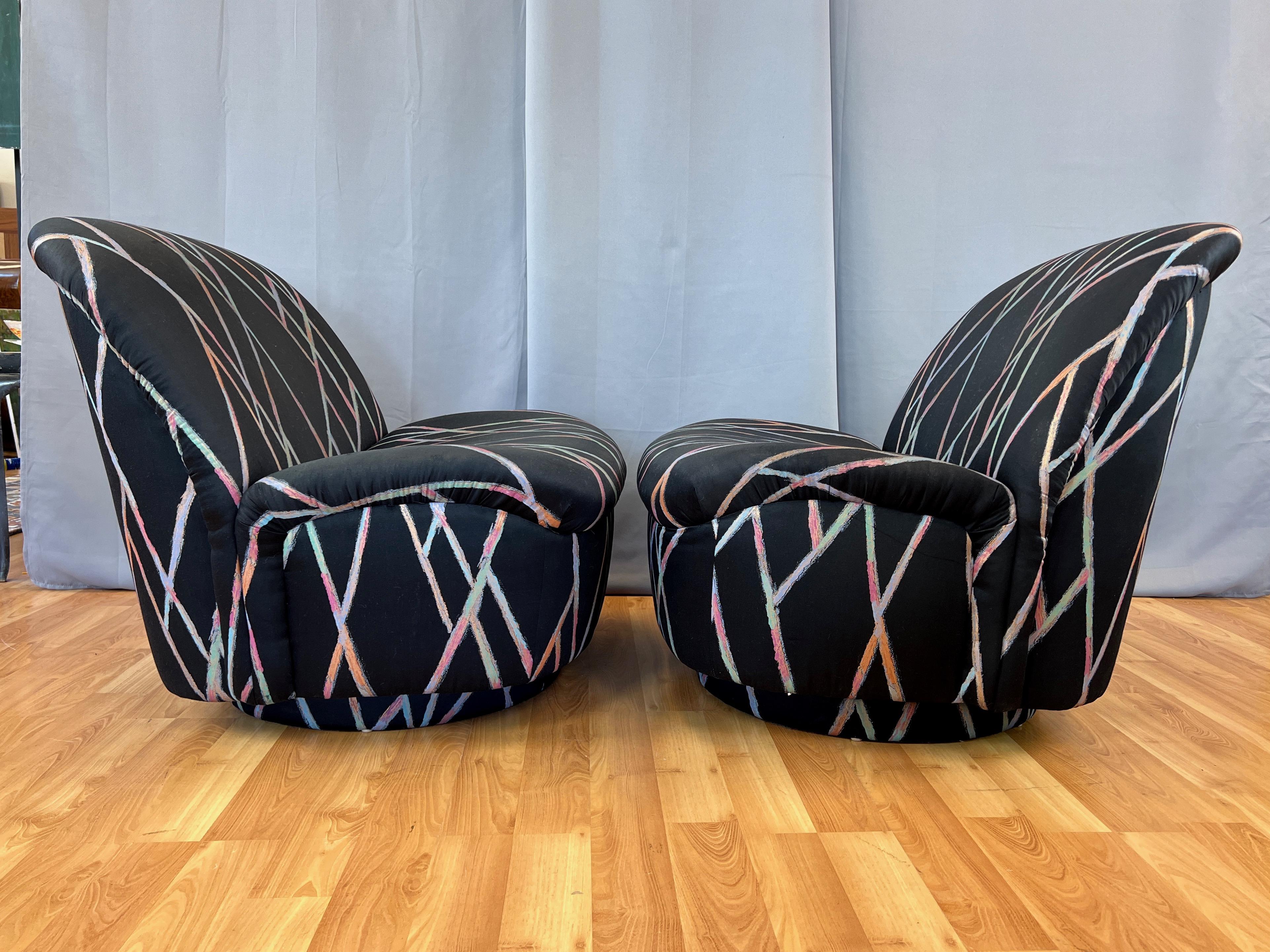 Late 20th Century Pair of Directional “Swivel Lip” Tilt-Able Slipper Lounge Chairs, 1980