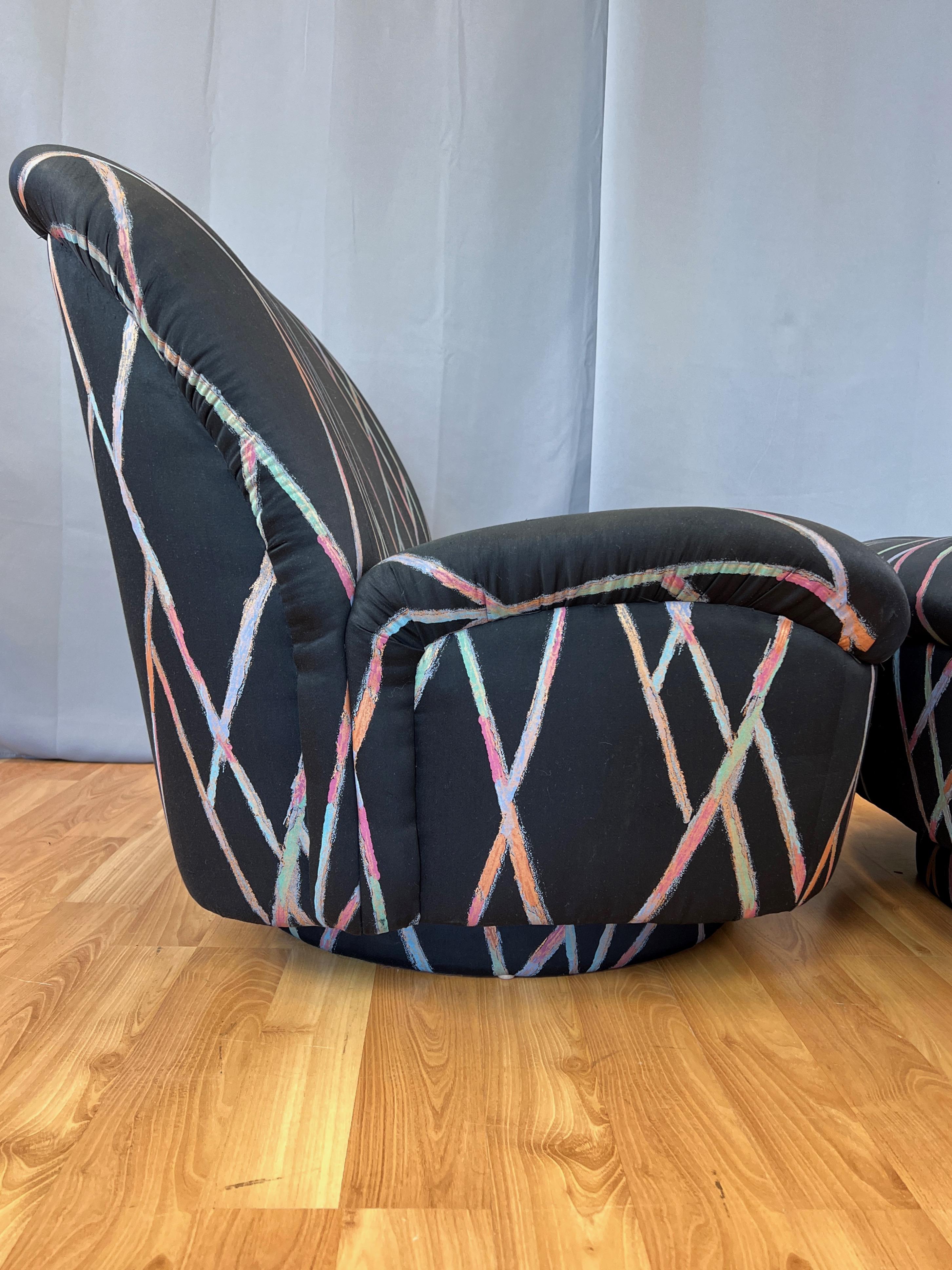 Metal Pair of Directional “Swivel Lip” Tilt-Able Slipper Lounge Chairs, 1980