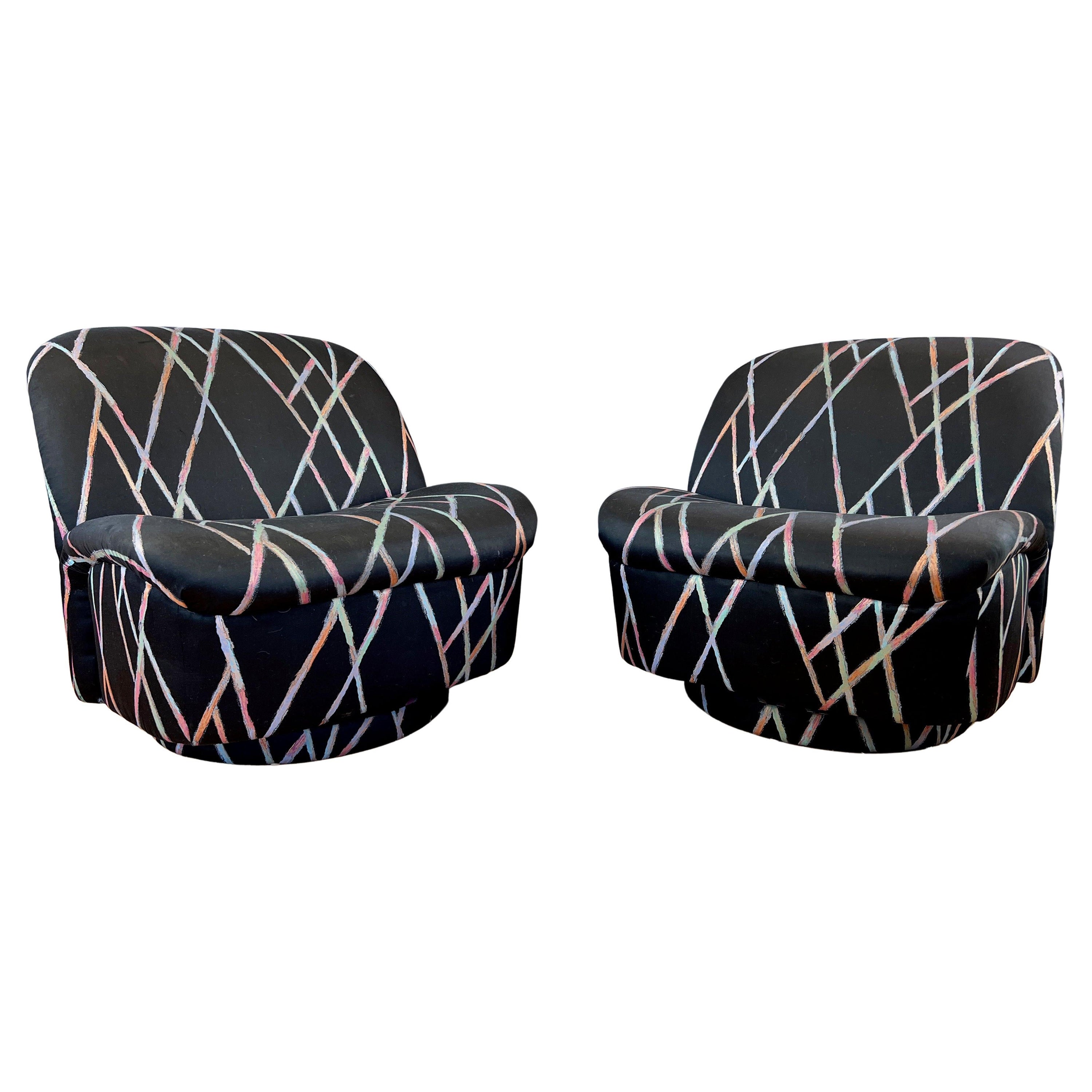 Pair of Directional “Swivel Lip” Tilt-Able Slipper Lounge Chairs, 1980