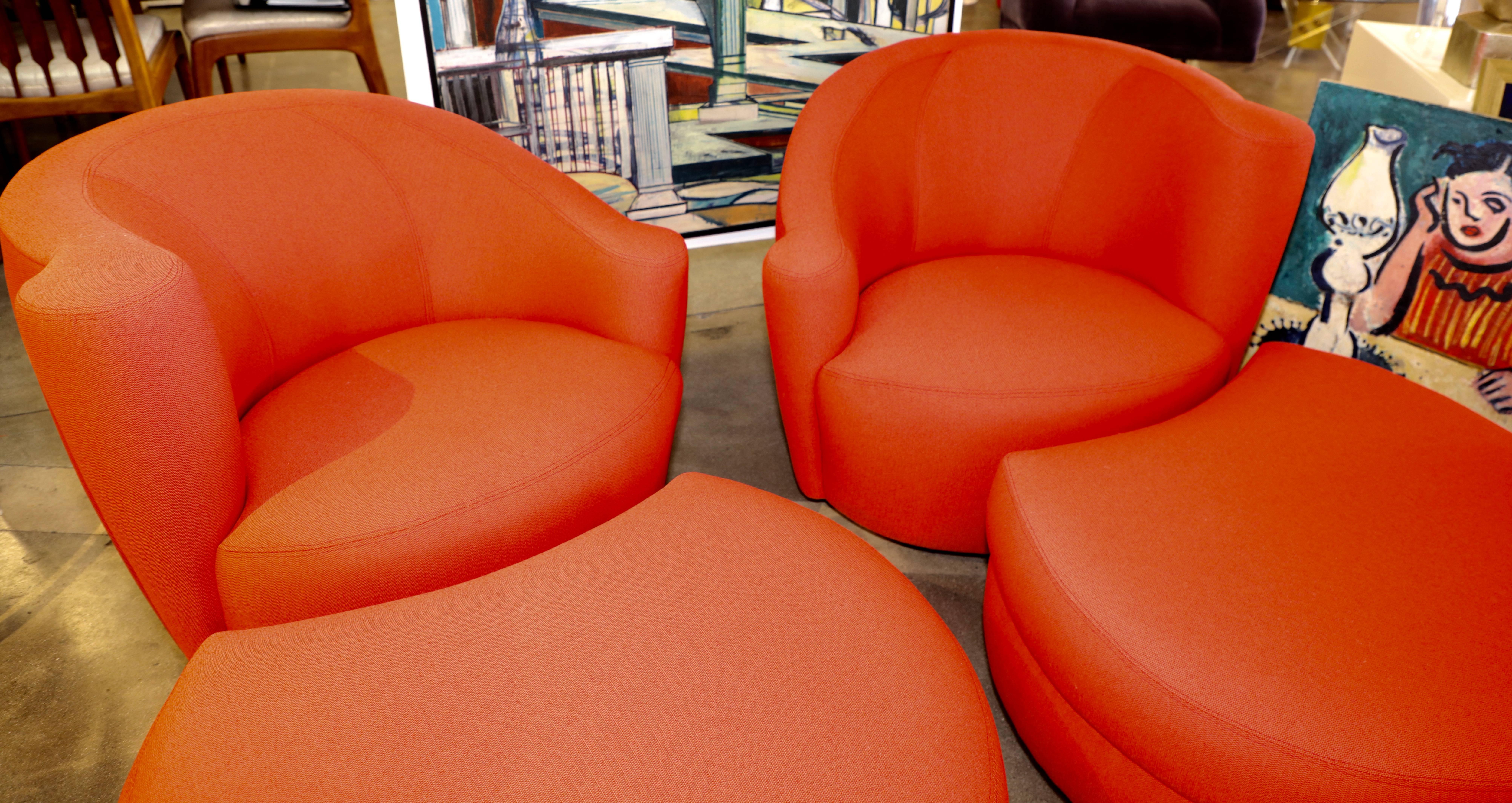 Vladimir Kagan Weiman Chairs with Ottomans In Good Condition In Palm Springs, CA