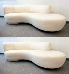 Pair of Vladimir Kagan for Weiman Cloud Sofas, Mid-Century Modern, White Boucle