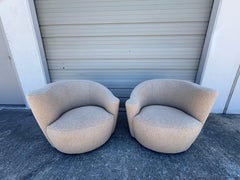 Pair Of Vladimir Kagan For Weiman Nautilus Swivel Chairs