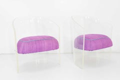 Pair of Vladimir Kagan Lucite Barrel Chairs in