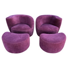 Pair Of Vladimir Kagan Nautilus Chairs And Ottomans