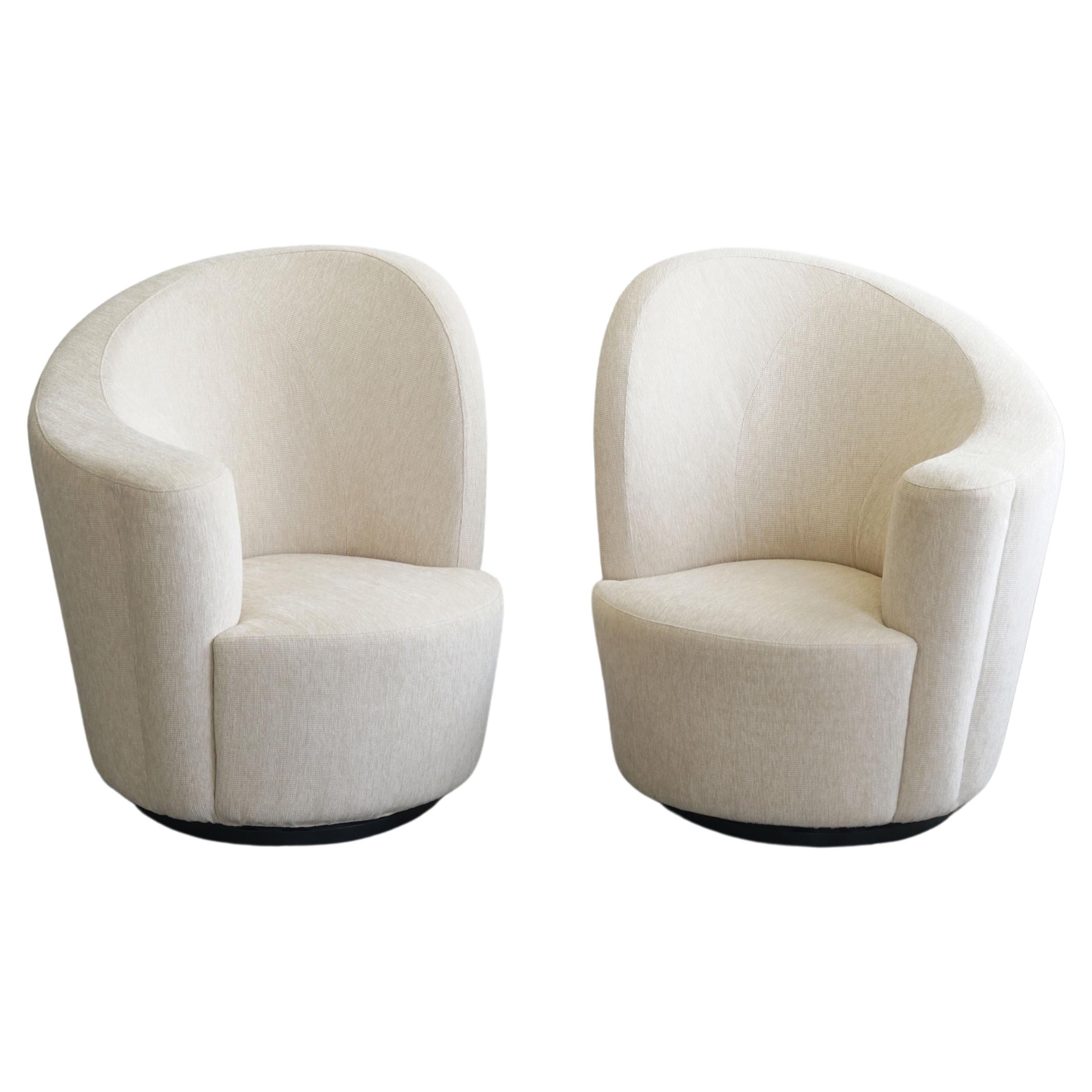 Ein Paar drehbare Sessel im Nautilus-Stil von Vladimir Kagan, Korkenzieher modern im Angebot