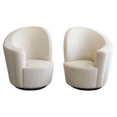 Pair of Swivel Corkscrew Armchairs organic modern