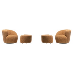 Paire de chaises pivotantes Nautilus de Vladimir Kagan avec repose-pieds sur mesure
