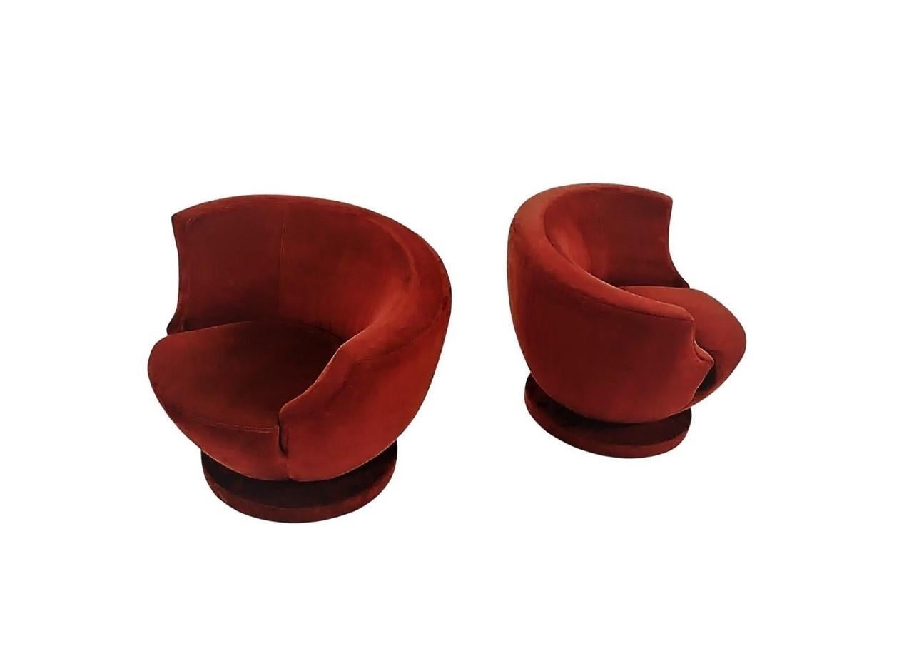 Pair of Vladimir Kagan Rare Swivel Lounge Chairs for Directional For Sale 3