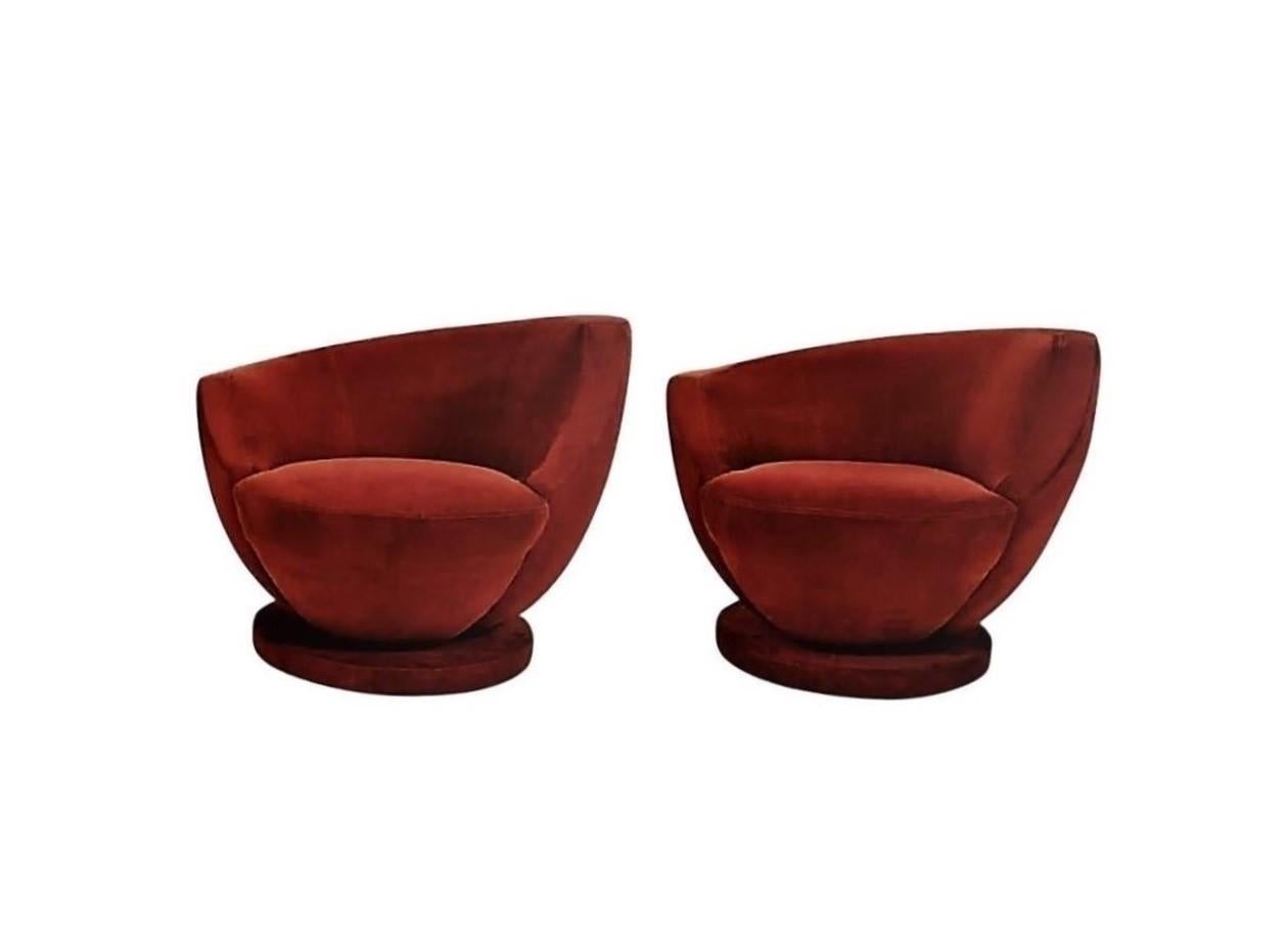 American Pair of Vladimir Kagan Rare Swivel Lounge Chairs for Directional For Sale