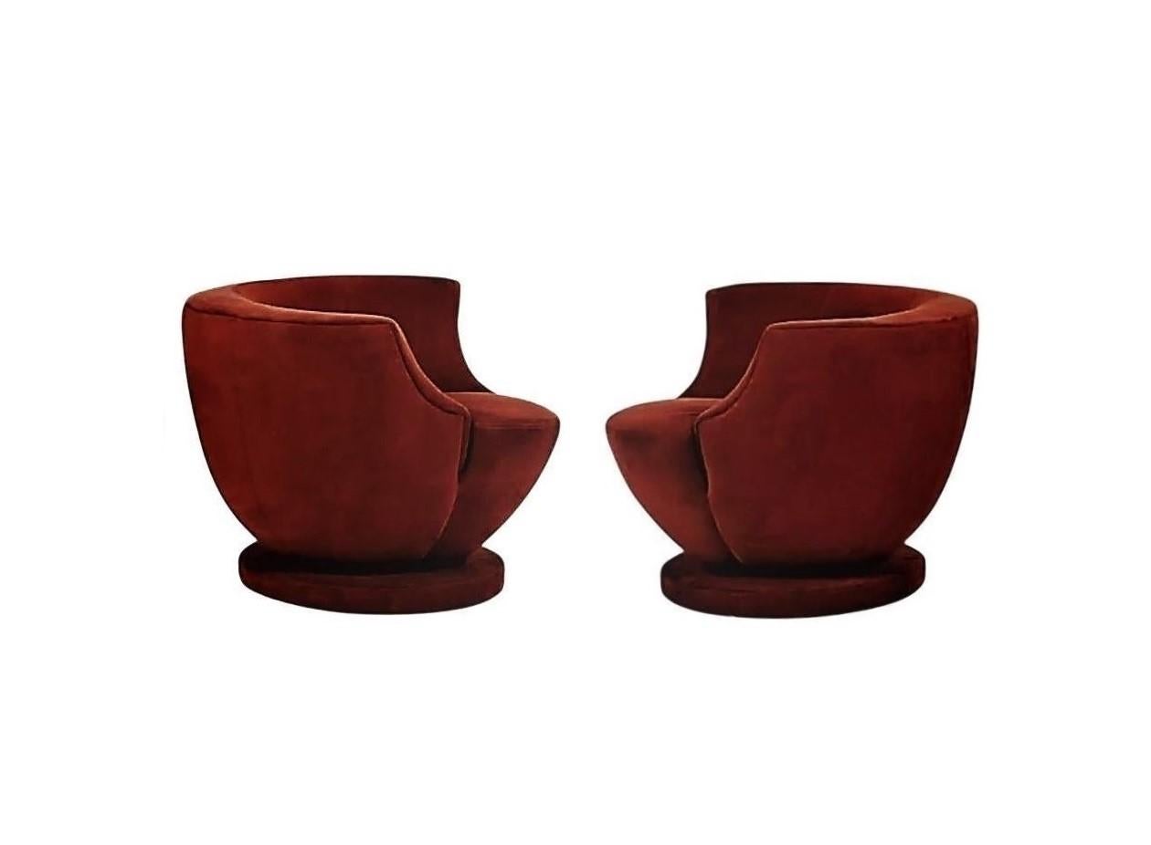 20th Century Pair of Vladimir Kagan Rare Swivel Lounge Chairs for Directional For Sale