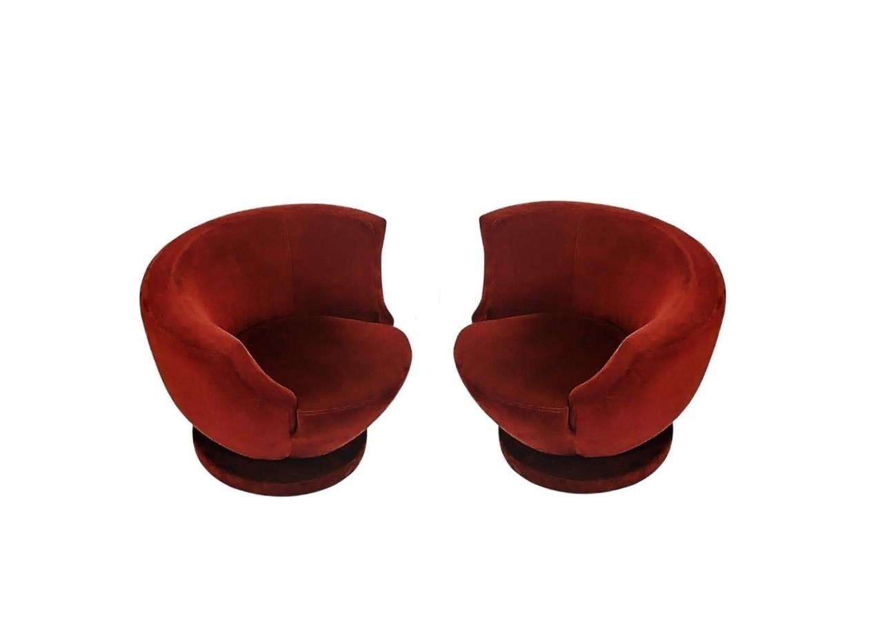 Pair of Vladimir Kagan Rare Swivel Lounge Chairs for Directional For Sale 2