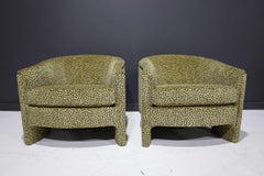 Pair of Mid Century Modern Tub Chairs in Cheetah Print Velvet