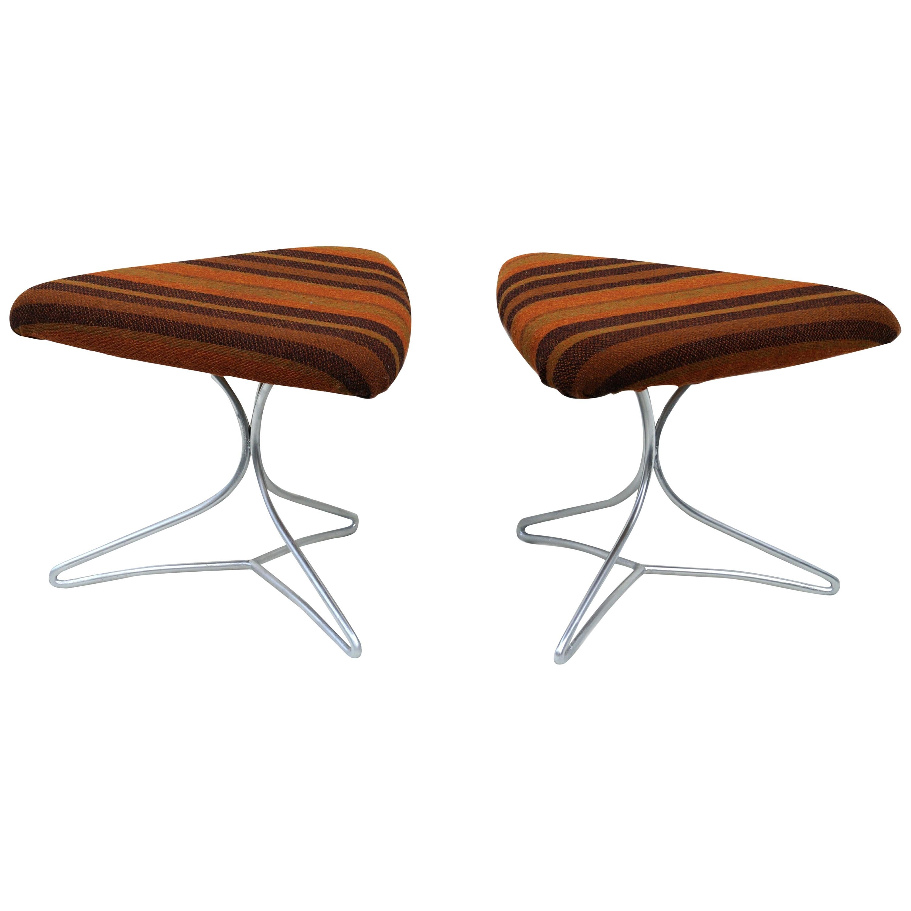 Pair of Vladimir Kagan Tripod Stools Ottomans Footchair Vanity Chairs For Sale