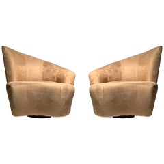 Pair of Vladimir Kagan Weiman Preview Bilbao Swivel Lounge Chairs