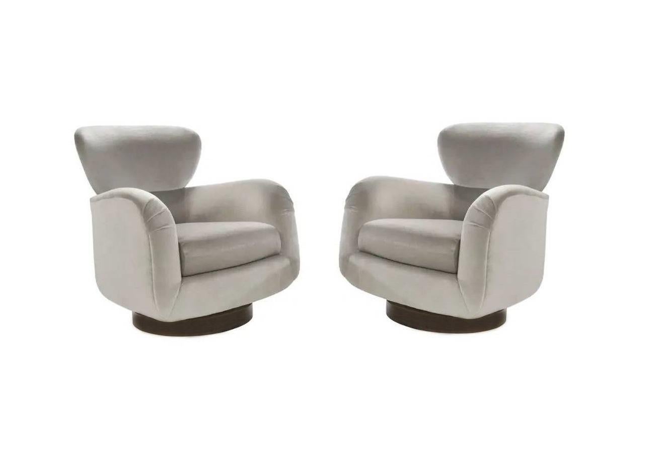 Upholstery Pair of Vladimir Kagan Wingback Chairs For Sale