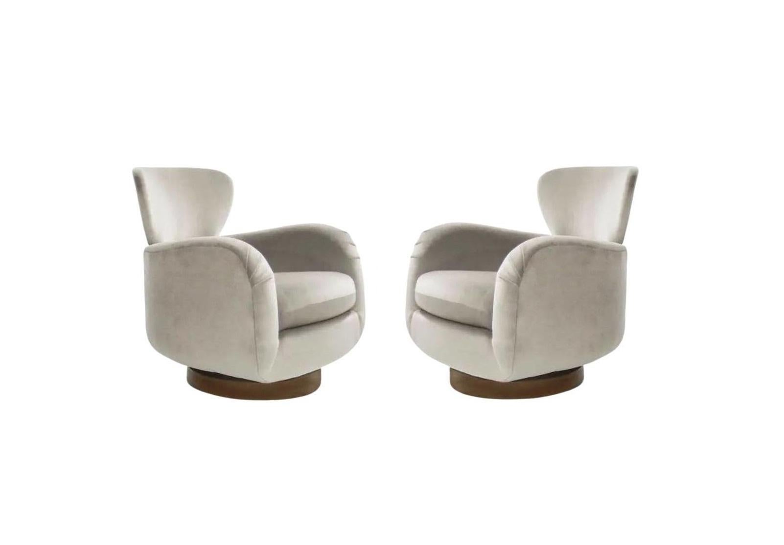 Pair of Vladimir Kagan Wingback Chairs For Sale 1