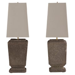 Pair of Volcanic Rock Urn Table Lamps