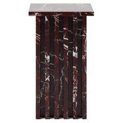 Pair of Vondel Side Table Handcrafted in Polished Rosso Levanto Marbles 