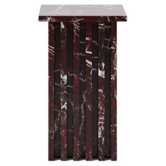 Pair of Vondel Side Table Handcrafted in Polished Rosso Levanto Marbles