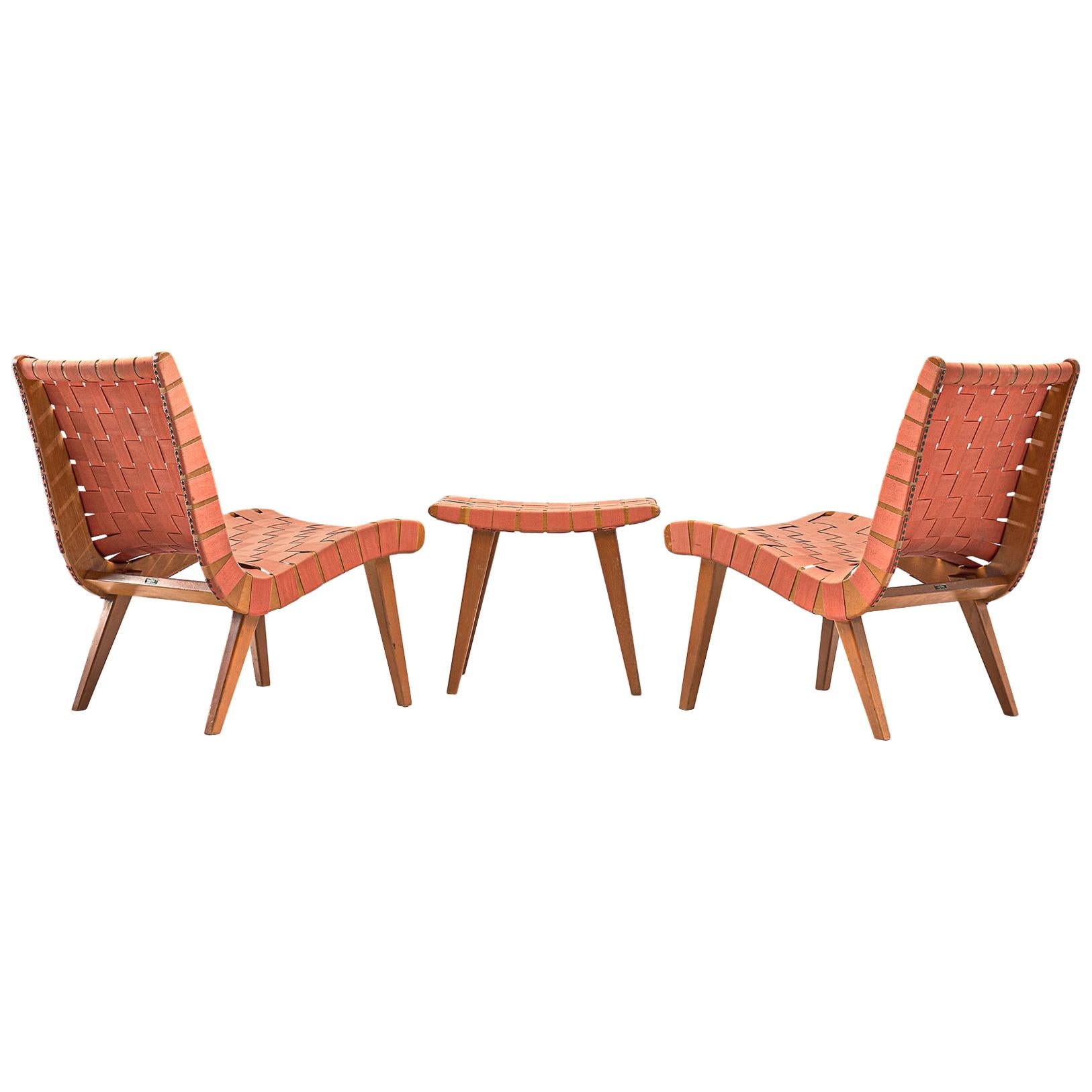 Pair of 'Vostra' Chairs with Ottoman by Jens Risom