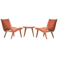 Pair of 'Vostra' Chairs with Ottoman by Jens Risom