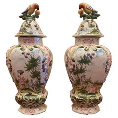 Pair of VP lidded jars 