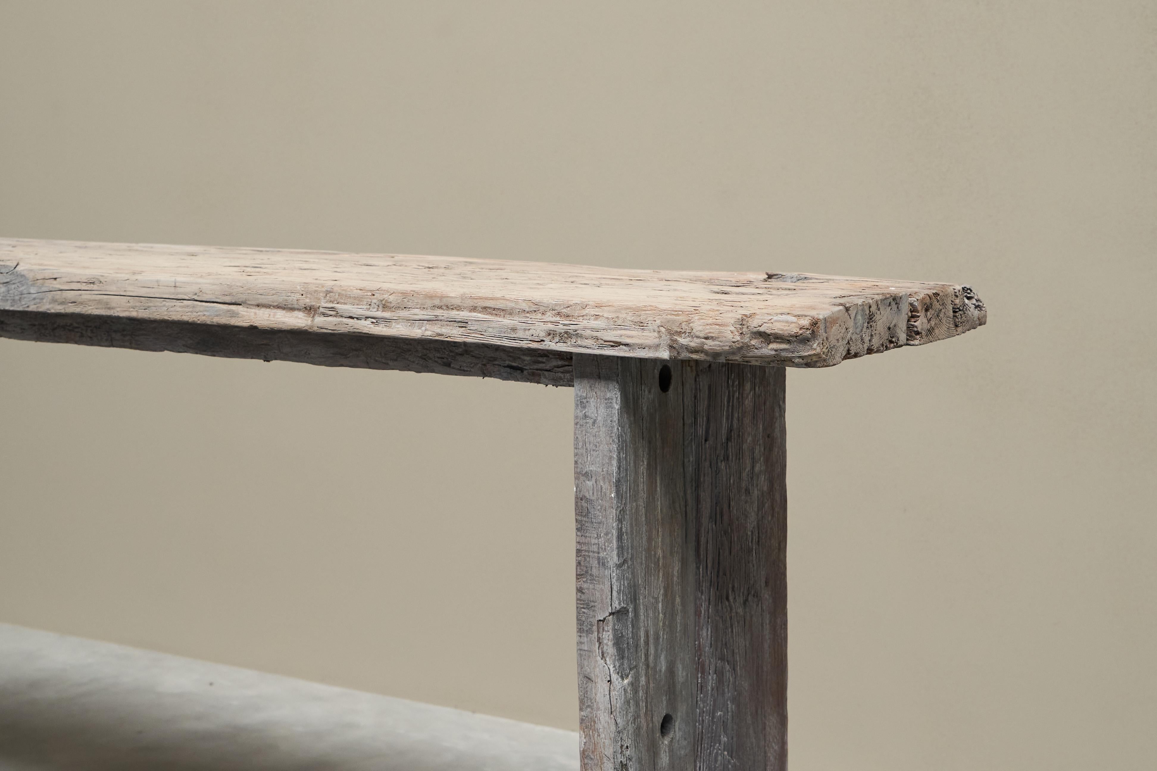 Coppia di tavolini da salotto in stile Wabi Sabi in Wood antico recuperato in vendita 4