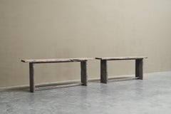 Pair of Wabi Sabi Style Console Tables in Reclaimed Antique Wood