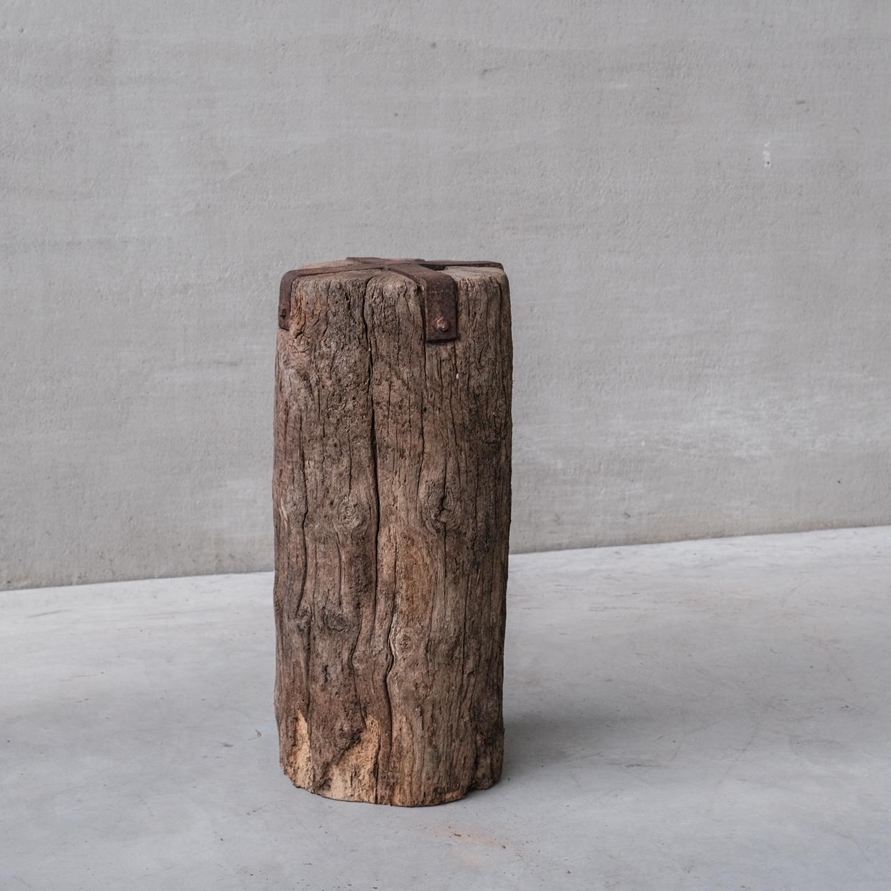 Pair of Wabi Sabi Style Primitive Spanish Wooden Pedestals For Sale 2