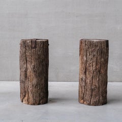 Pair of Wabi Sabi Style Rustic Spanish Wooden Side Tables