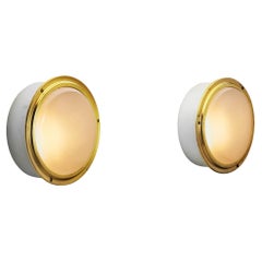 Pair of "Waggon" Aluminium and Brass Wall Lamps for Louis Poulsen, Denmark 1970s