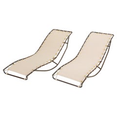 Vintage Pair of Waikiki Rocking Chaise Lounges by Walter Lamb