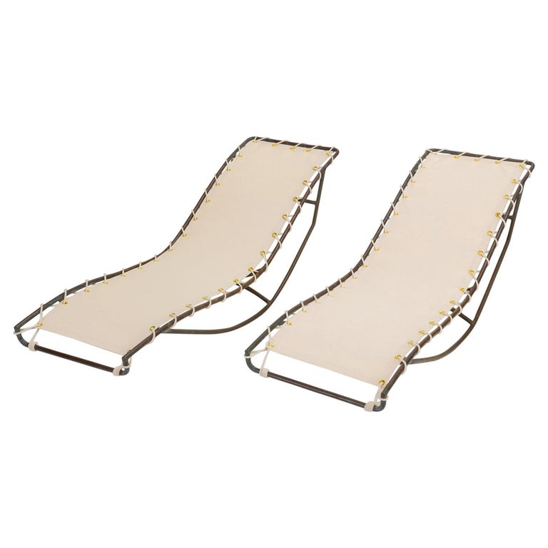 Pair of Waikiki Rocking Chaise Lounges by Walter Lamb For Sale at