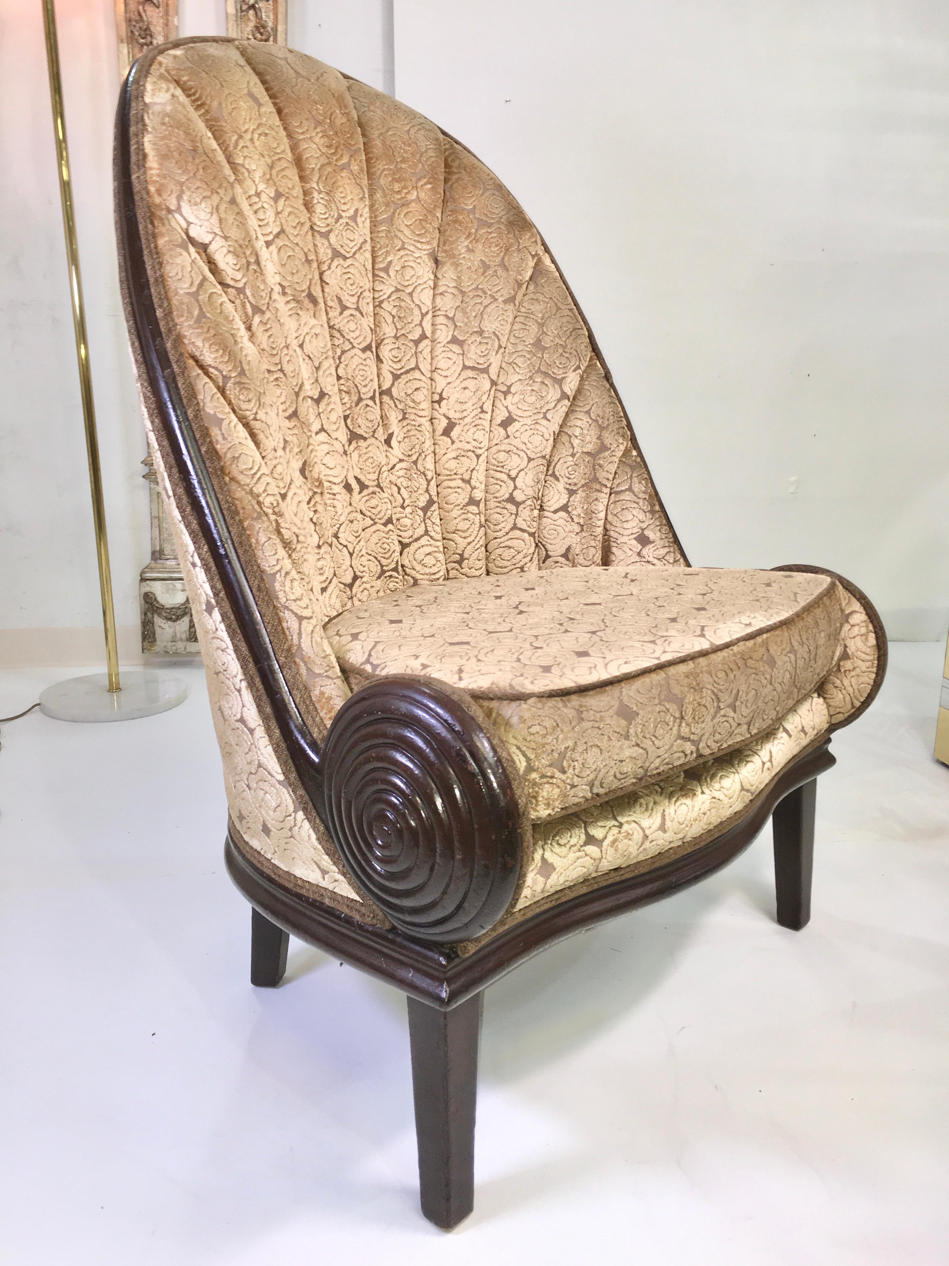 Pair of Waldorf Astoria NYC Lobby Chairs after Paul Iribe's Fauteuil Nautile For Sale 2