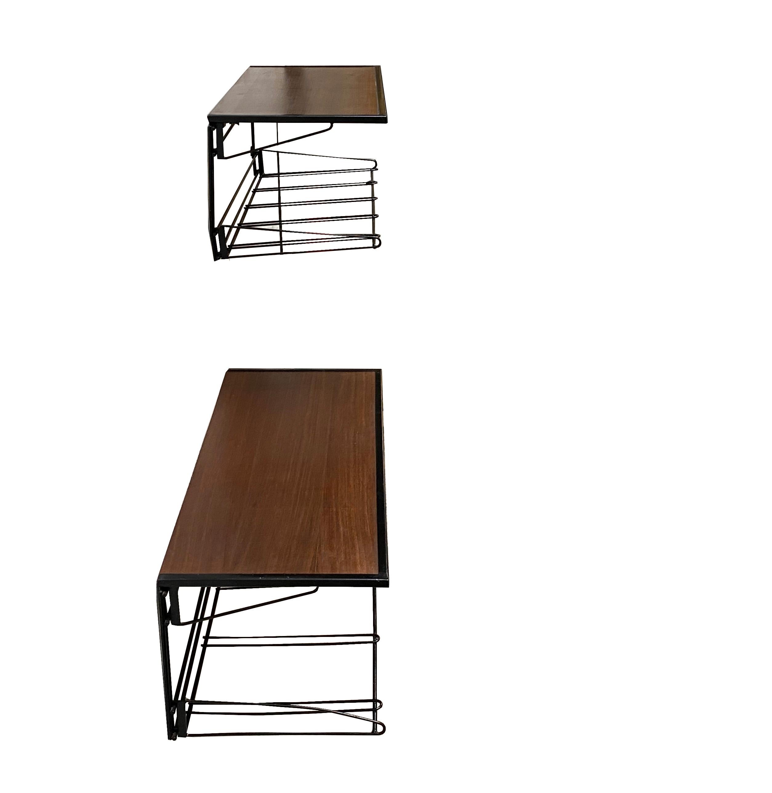Mid-Century Modern Pair of Wall Bedside Tables, Italy, 1960s For Sale