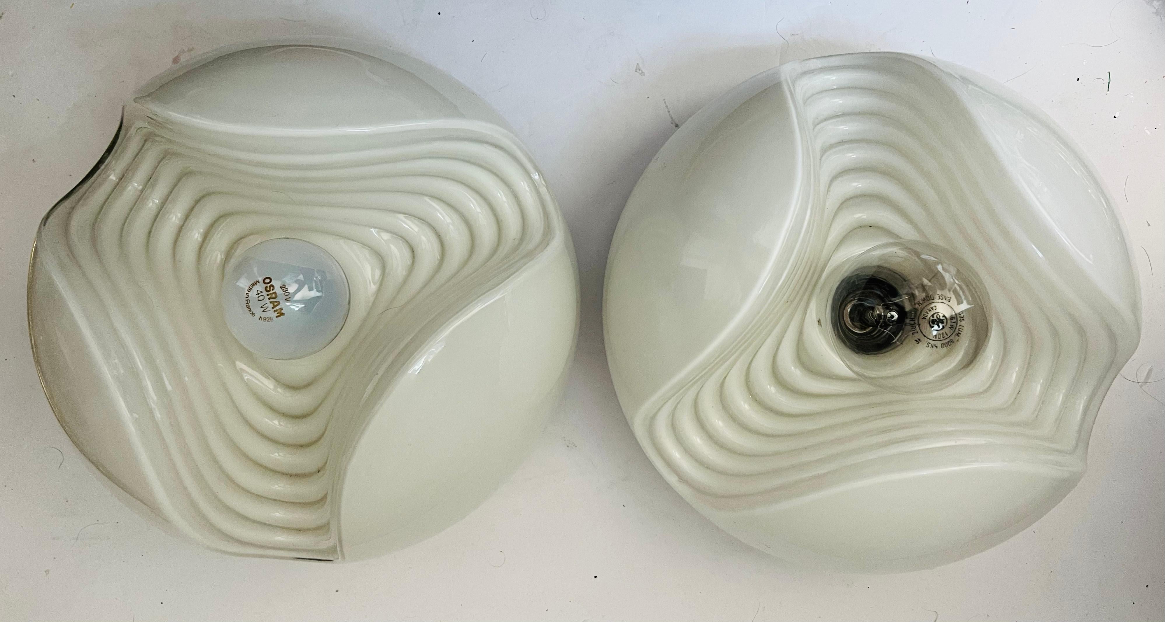 Pair of Wall Ceiling Lamps German Peil Putzler Wave 1970s Space Age For Sale 5