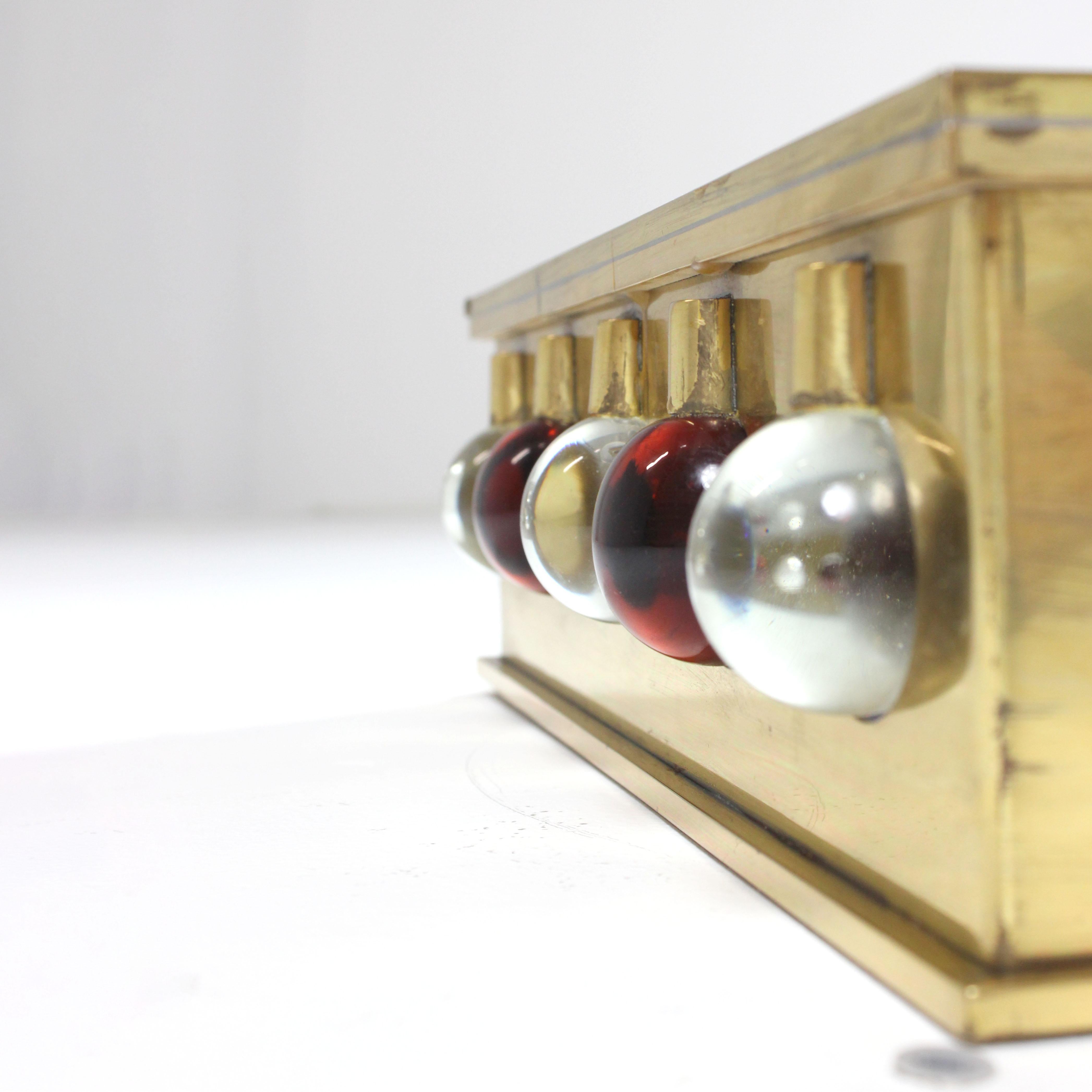 Spanish Pair of wall/ceiling lights with gilt brass frames and amber and clear glass For Sale