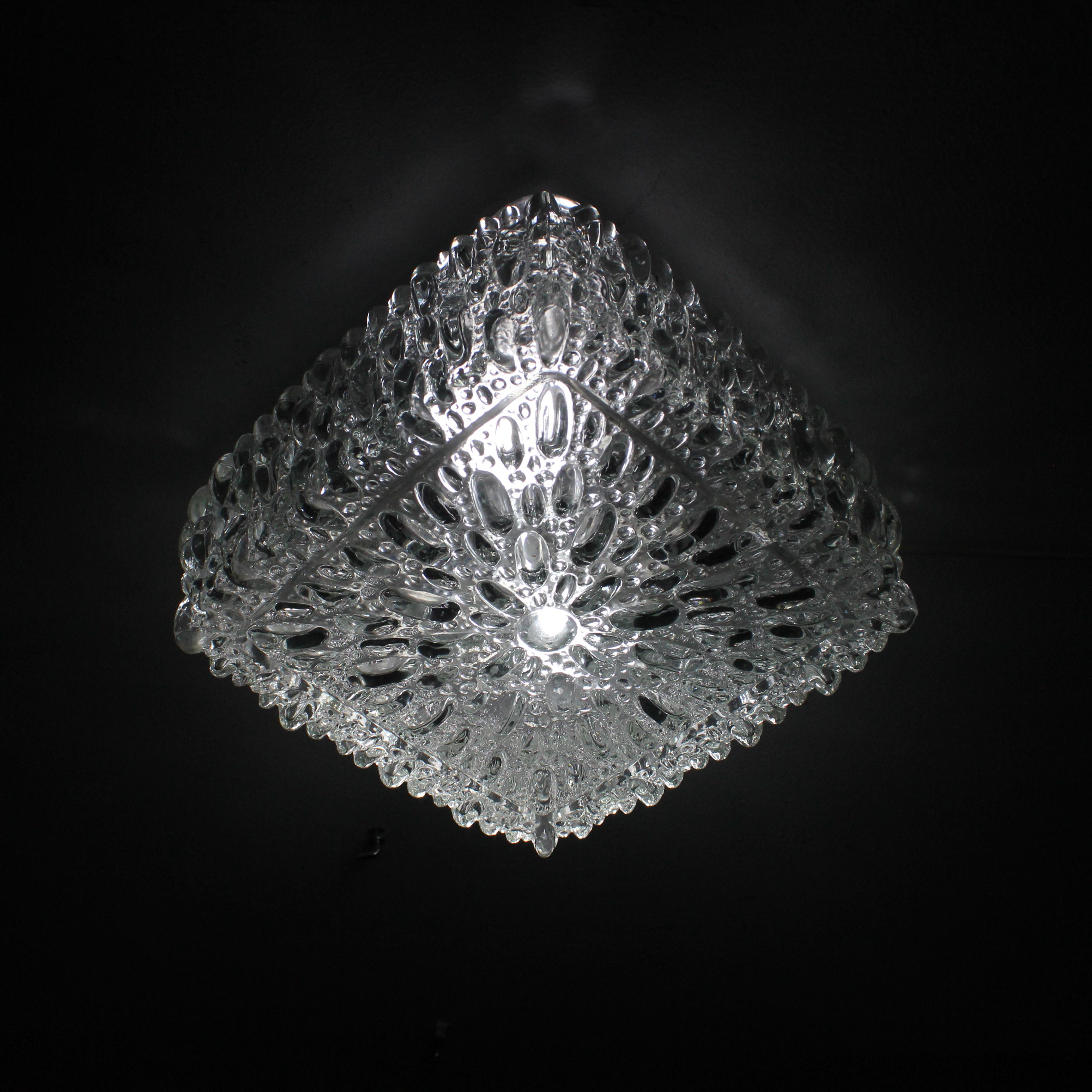 Pair of wall/ceiling sconces in natural-colored pressed glass - Helena Tynell - Alemán en venta