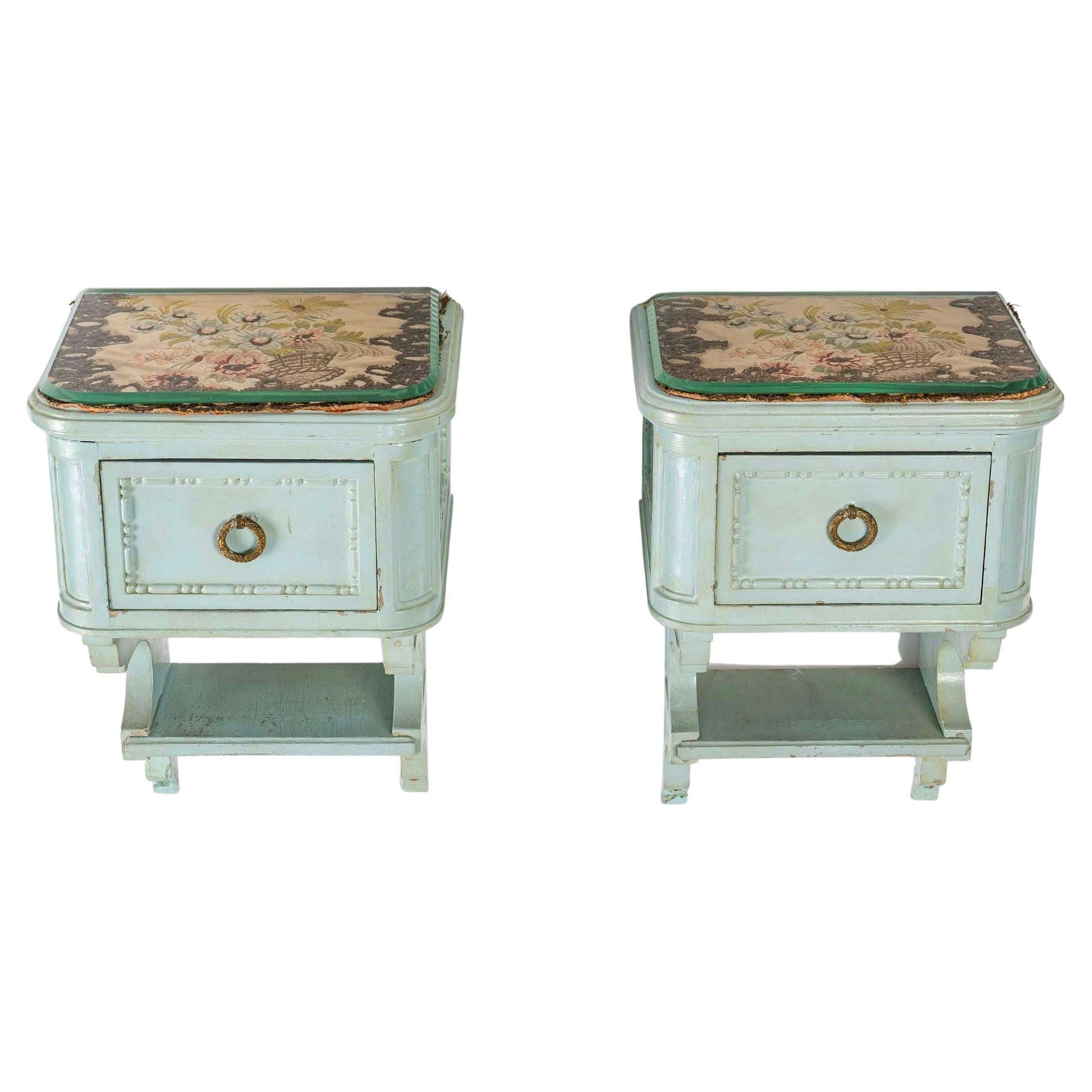Pair of Wall Consoles With Embroidery, Early 20th Century For Sale