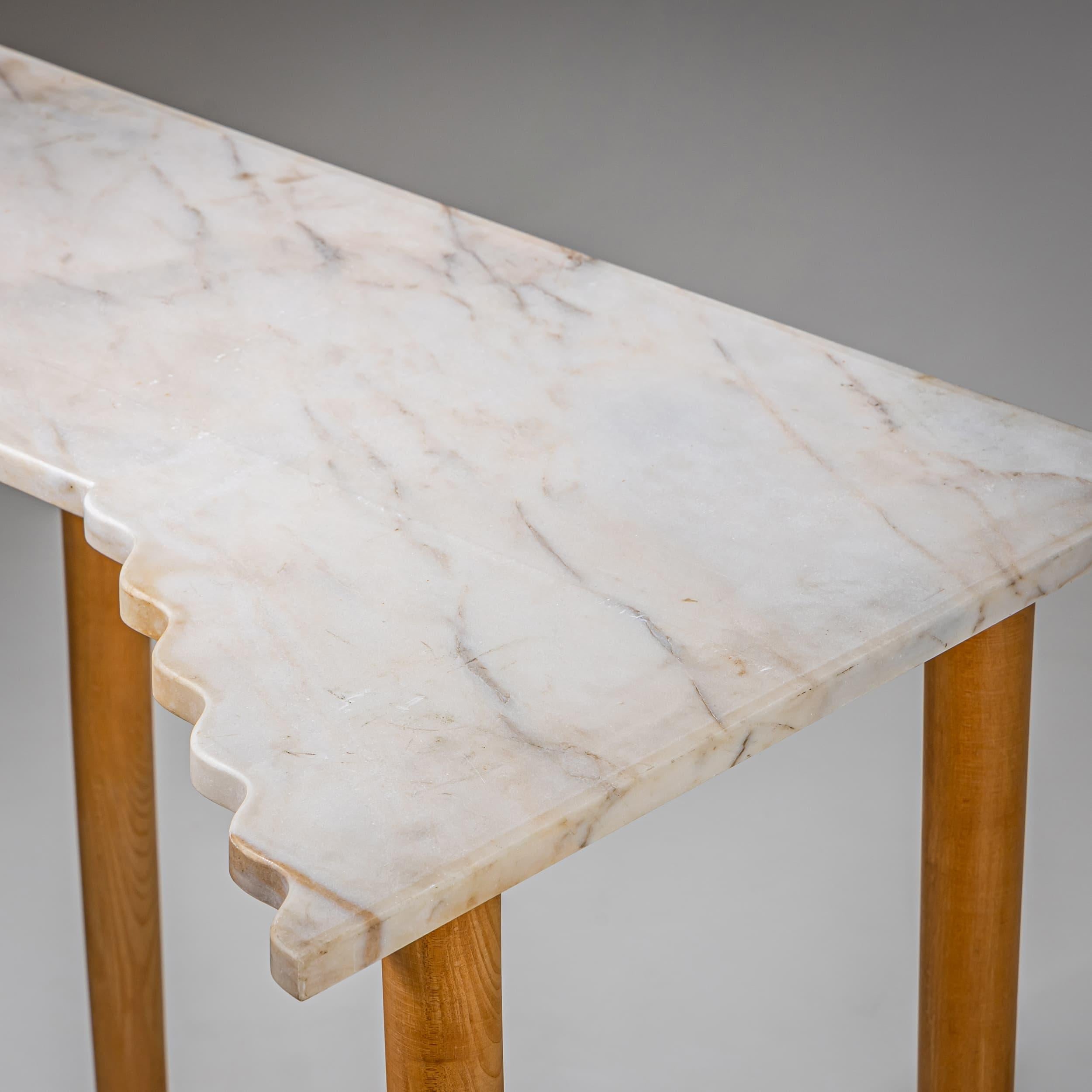 Pair of Wall Consoles with Marble Tops, attributed to Ugo la Pietra, Italy For Sale 4