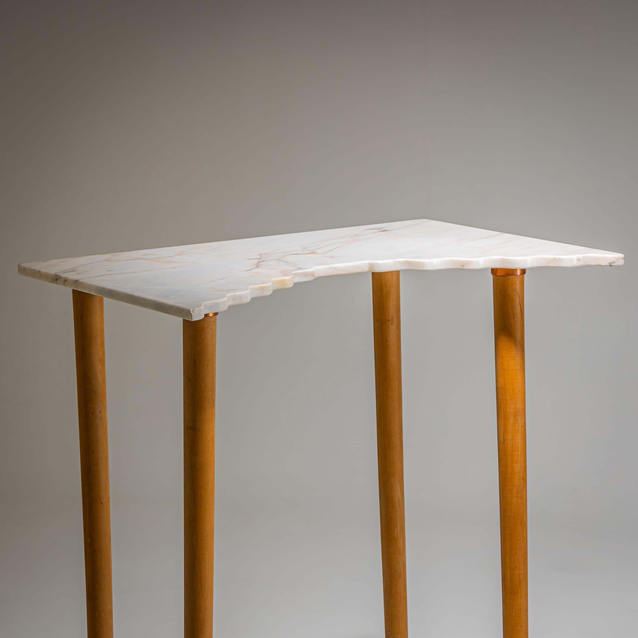 20th Century Pair of Wall Consoles with Marble Tops, attributed to Ugo la Pietra, Italy For Sale