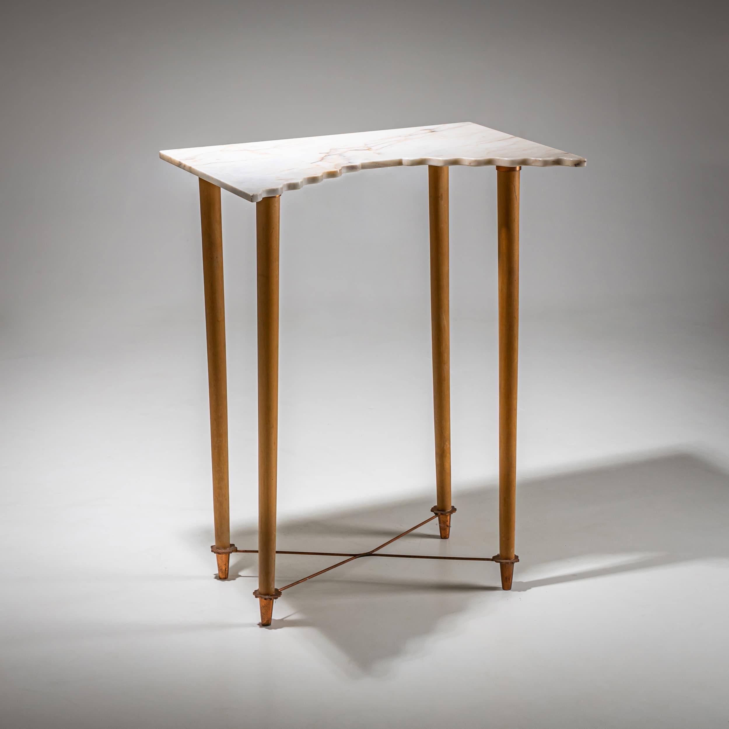 Pair of Wall Consoles with Marble Tops, attributed to Ugo la Pietra, Italy For Sale 1